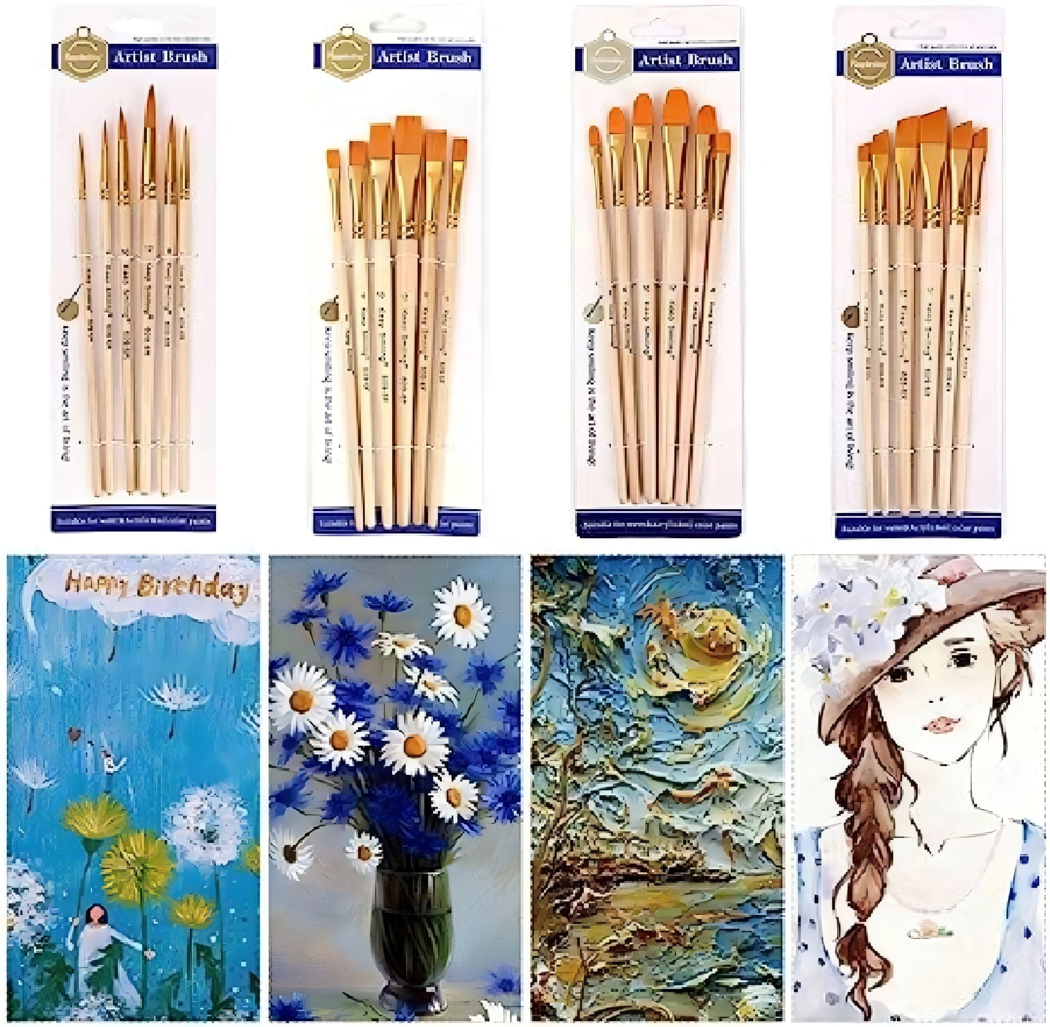 Pack of 6 Professional Angular Brush Set for Artists ? Wooden Handle &amp; Ultra-Soft Tapered Bristles | Multi-Purpose Brushes for Painting, Designing, Calligraphy &amp; Craft | Ideal for Acrylic, Oil &amp; Watercolors