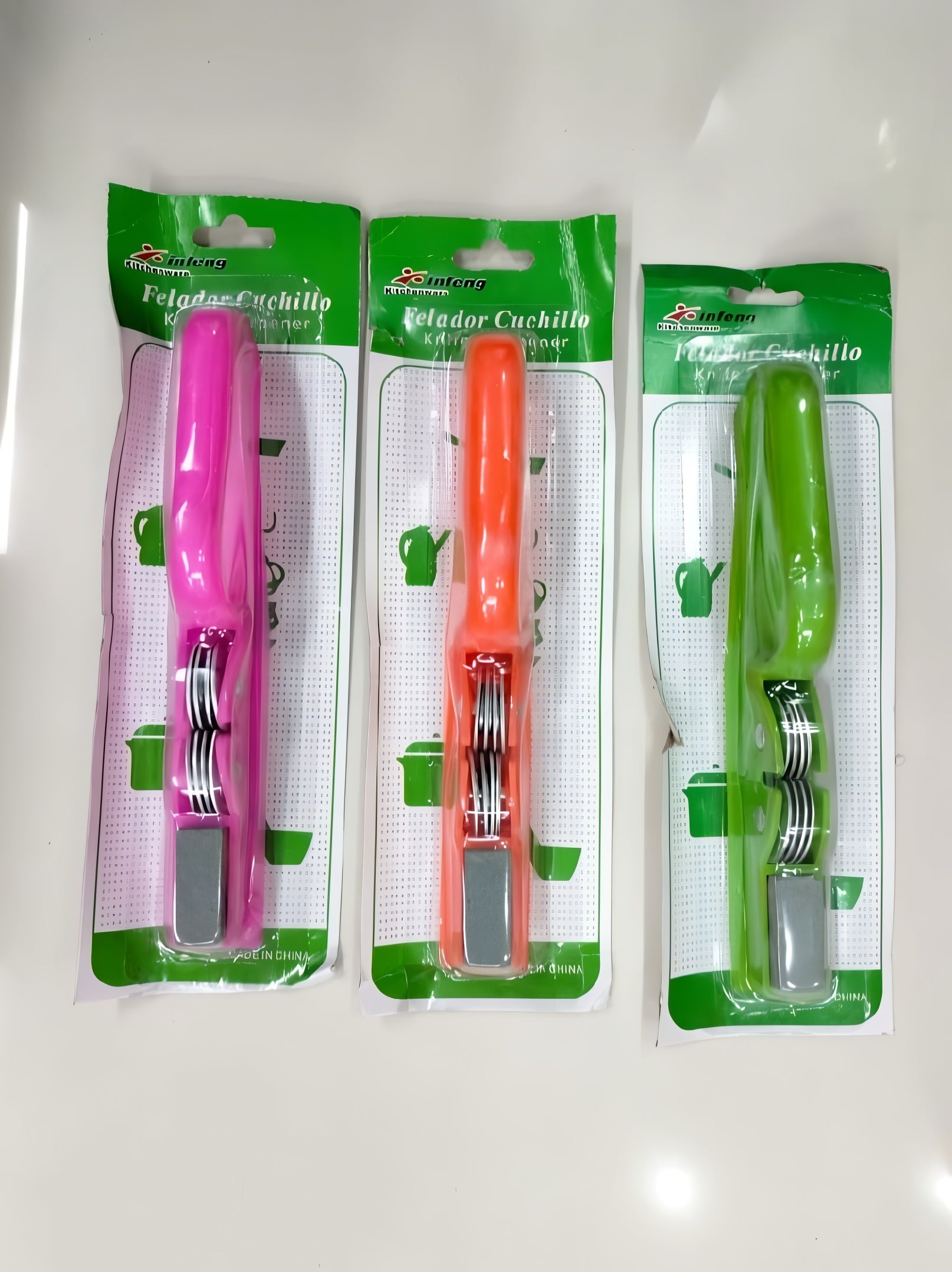 Professional Knife Sharpener with 8-Wheel Blades &amp; Sanding Stone | Durable Plastic Grip, Coarse &amp; Fine Sharpening Slots for Kitchen Knives | Compact &amp; Reliable Knife Filer for Quick Sharpening &amp; Polishing (Random Color)