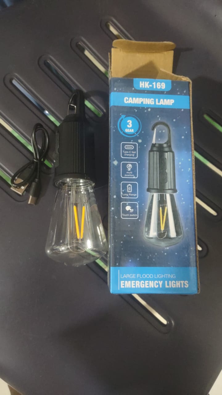 Camping Rechargeable LED Bulb with Type-C Charging Cable | Portable Hanging Light for Outdoor Adventures, Hiking, Emergency &amp; Tent Lighting | Long-Lasting Battery, Bright Illumination &amp; Compact Design