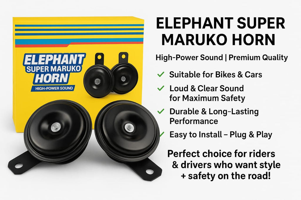 High Sound Elephant Horn for Cars &amp; Bikes ? Super Loud 12V Universal Vehicle Horn | Durable, Long-Lasting, Clear &amp; Powerful Sound for Maximum Road Safety | Easy Plug &amp; Play Installation | Compatible with All Cars, Motorcycles &amp; Scooters