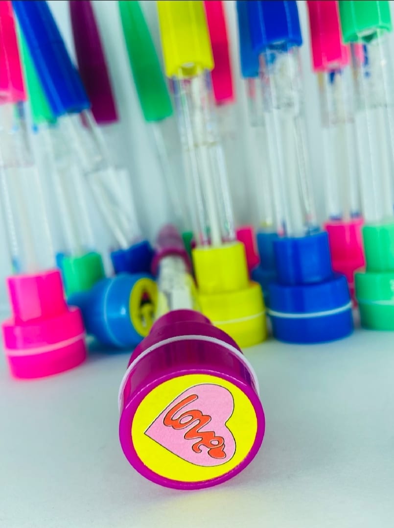 4-in-1 Pen with Stamp, Bubbles, Light, and Writing Function ? Fun Creative Multi-Use Pen for Kids, Arts, Crafts, and School Supplies ? Premium Quality, Imported, Available in 6 Colors with Bubble Container and Red Light (Random Color)