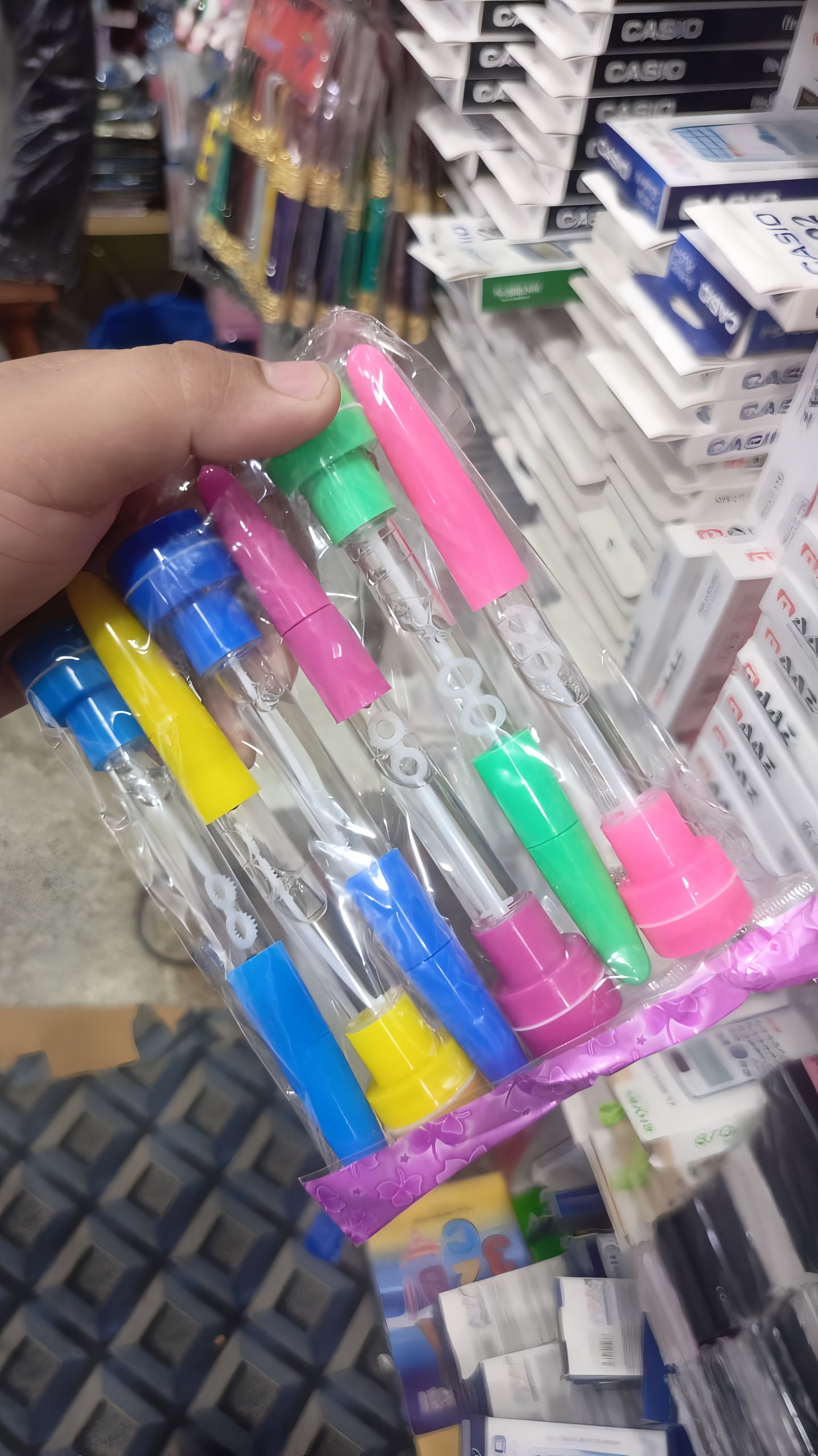 4-in-1 Pen with Stamp, Bubbles, Light, and Writing Function ? Fun Creative Multi-Use Pen for Kids, Arts, Crafts, and School Supplies ? Premium Quality, Imported, Available in 6 Colors with Bubble Container and Red Light (Random Color)
