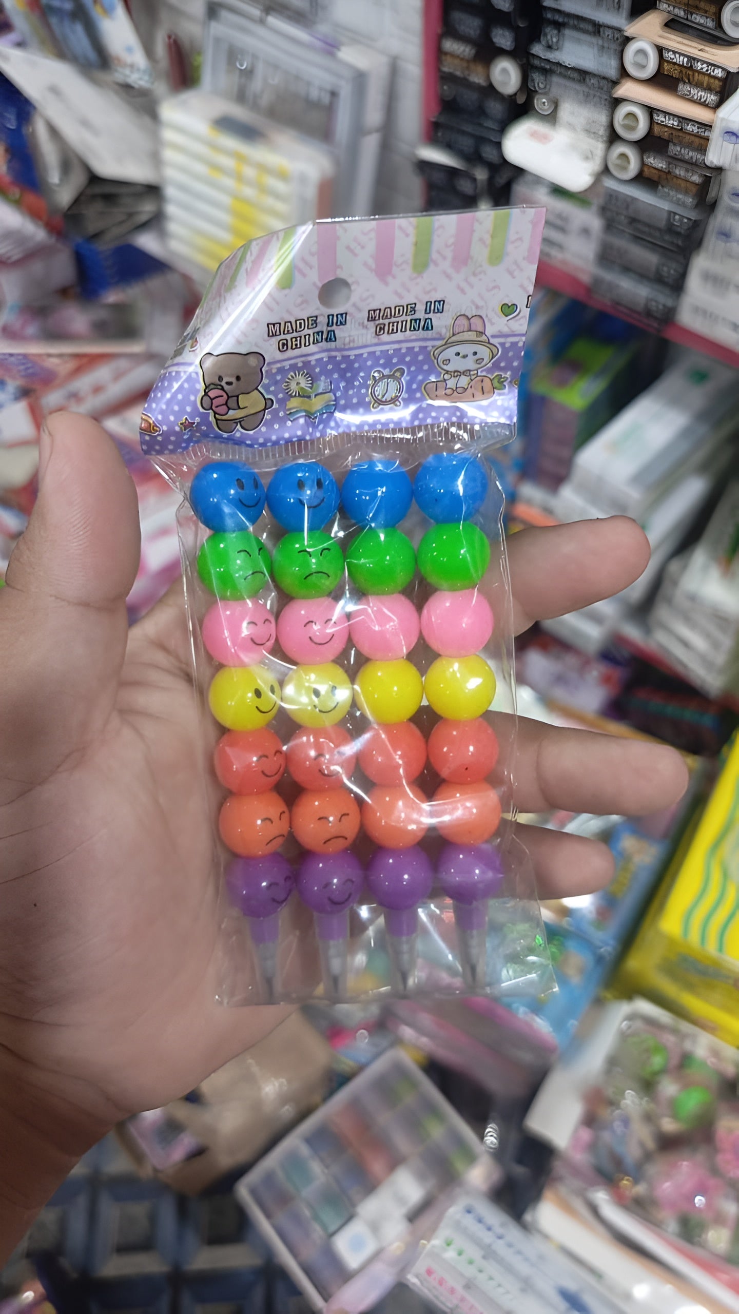 4 Pcs Smiley Cartoon Stationery Pencils ? Fun Rainbow Pens with Cute Funny Faces for Kids, Students, and Gifts (Random Color)