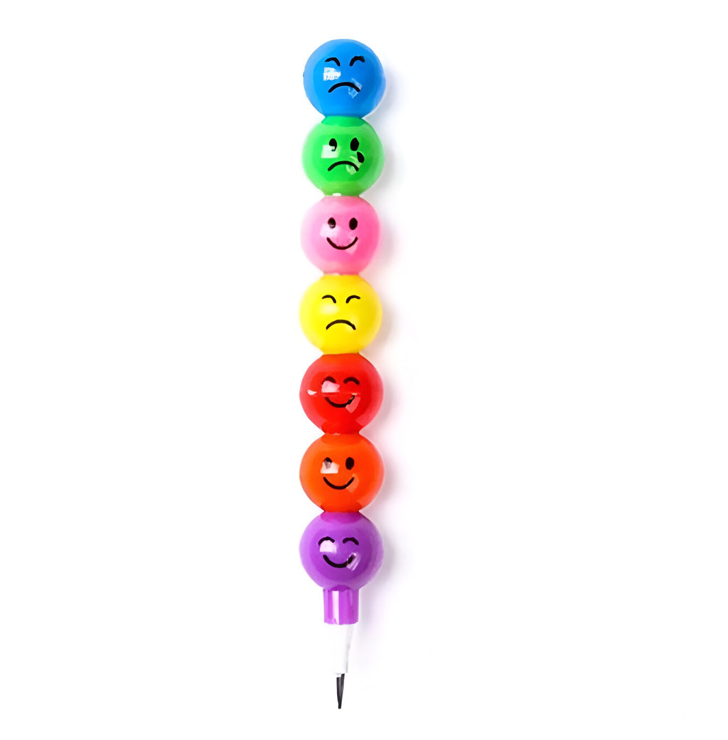 4 Pcs Smiley Cartoon Stationery Pencils ? Fun Rainbow Pens with Cute Funny Faces for Kids, Students, and Gifts (Random Color)