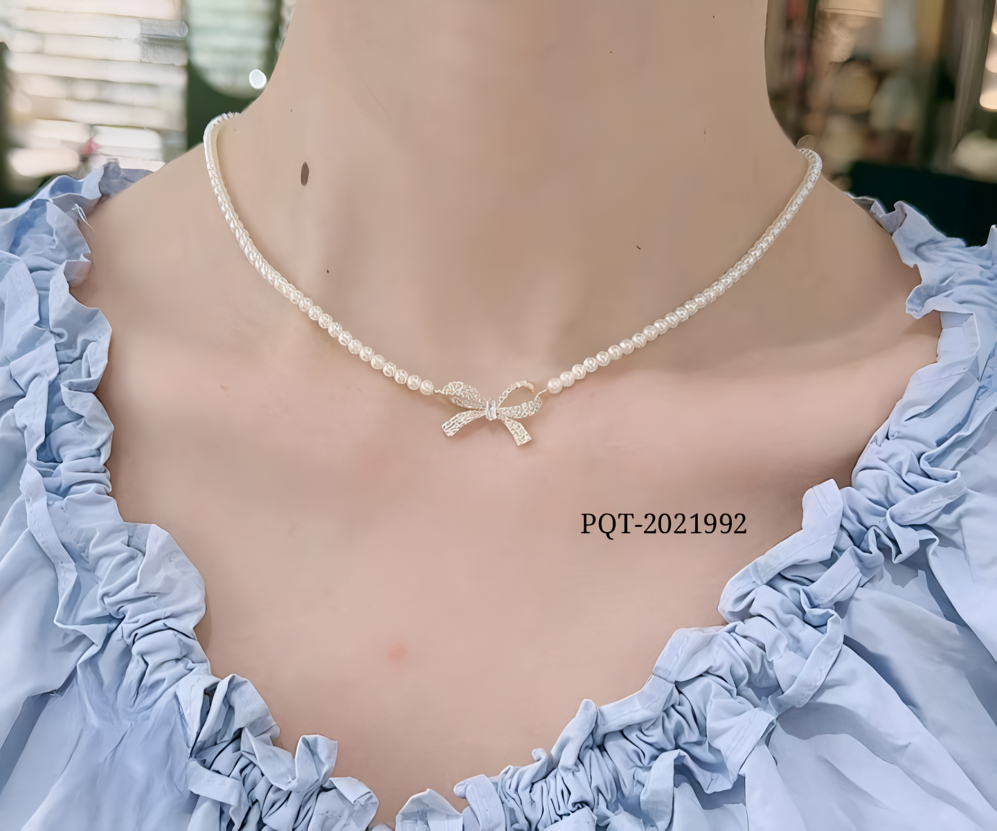 PQT-992 - Bow Shape Pearl Pendant Necklace for Women ? Dainty Jewelry with Sparkling Bow Design | Available in Silver &amp; Golden Finish | Perfect Gift for Weddings, Parties &amp; Everyday Glamour