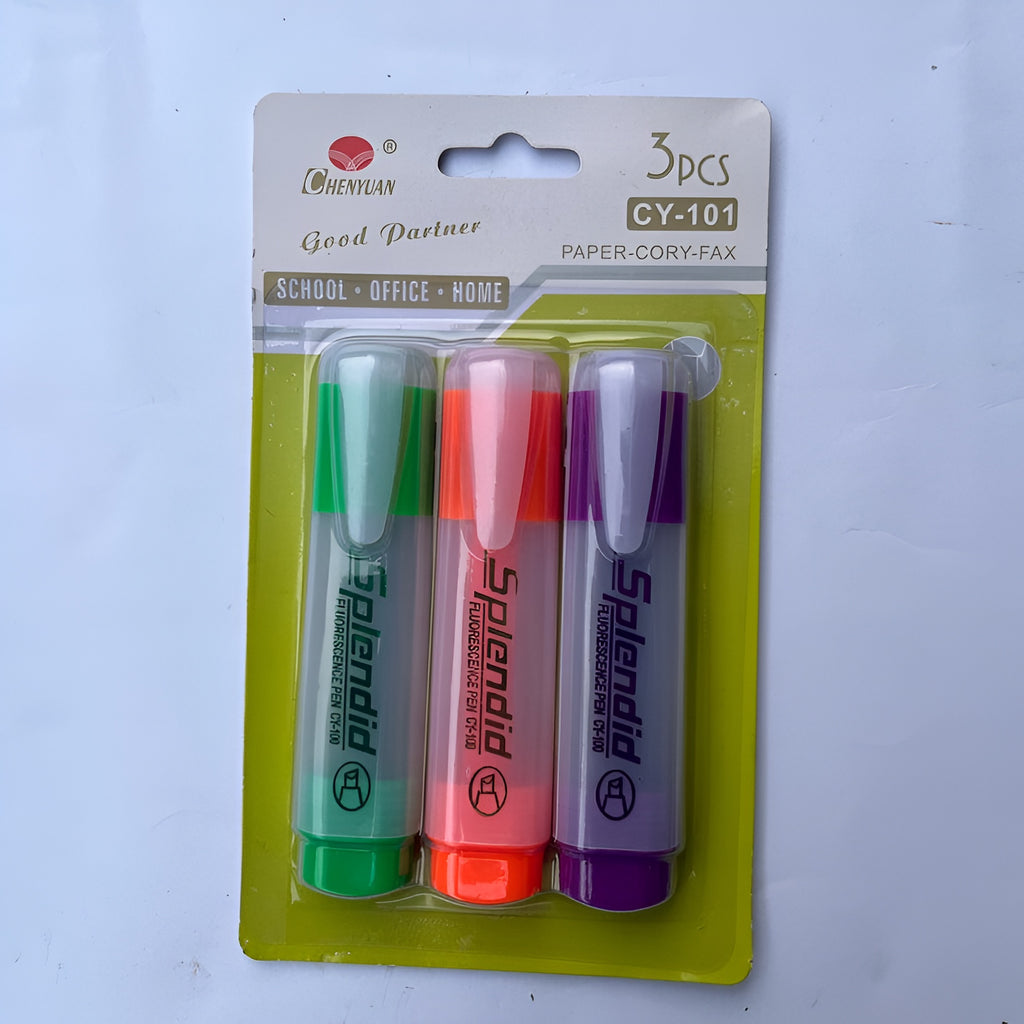 Pack of 3 Highlighters ? Vibrant, Long-Lasting, Smooth Ink for Study, Office &amp; Creative Use