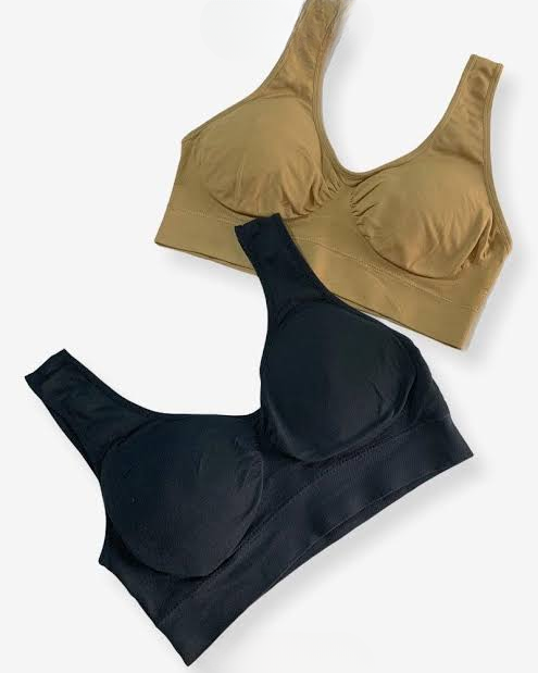 Women's Lycra Sports Bra Set ? Black &amp; Skin | Ideal for Gym, Yoga &amp; Daily Comfort (Pack of 2)