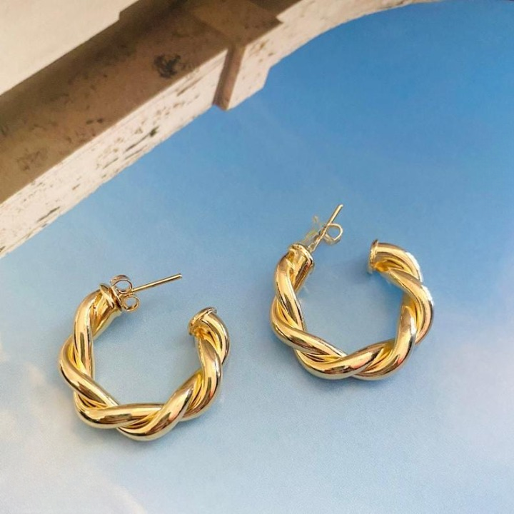 Twisted Sparkling Earrings for Women | Stylish Fashion Jewelry | Available in Silver &amp; Golden | Perfect for Parties, Weddings &amp; Daily Wear (WJ-101)