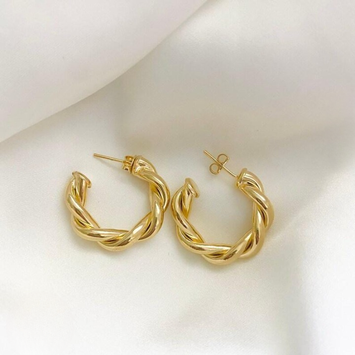 Twisted Sparkling Earrings for Women | Stylish Fashion Jewelry | Available in Silver &amp; Golden | Perfect for Parties, Weddings &amp; Daily Wear (WJ-101)