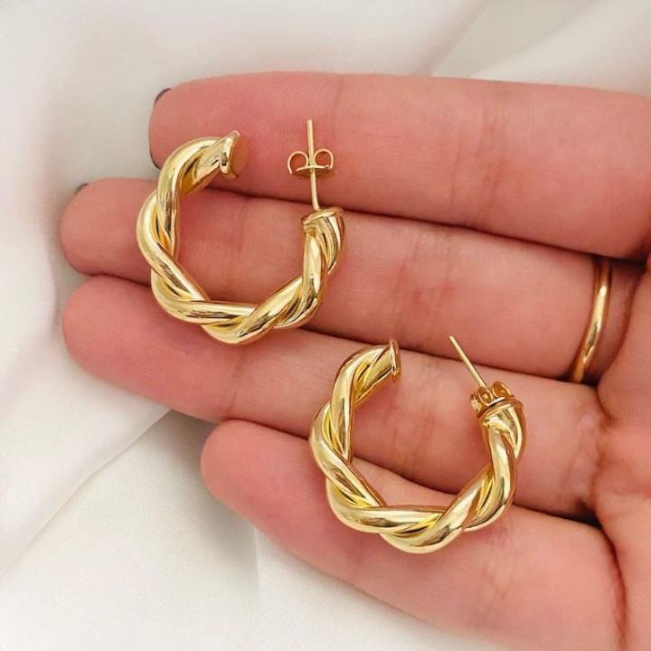 Twisted Sparkling Earrings for Women | Stylish Fashion Jewelry | Available in Silver &amp; Golden | Perfect for Parties, Weddings &amp; Daily Wear (WJ-101)