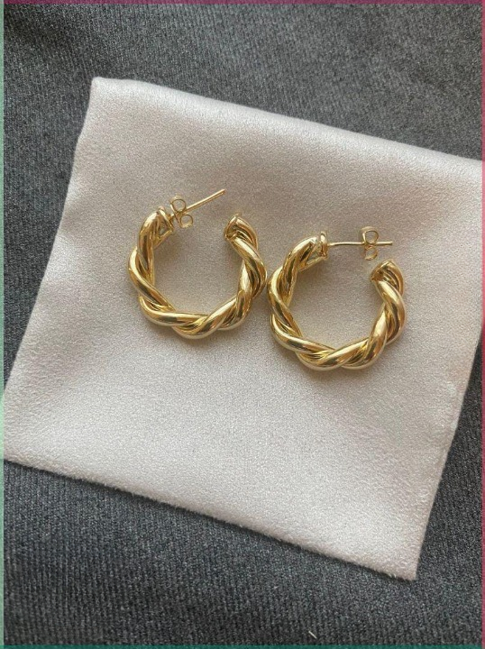 Twisted Sparkling Earrings for Women | Stylish Fashion Jewelry | Available in Silver &amp; Golden | Perfect for Parties, Weddings &amp; Daily Wear (WJ-101)