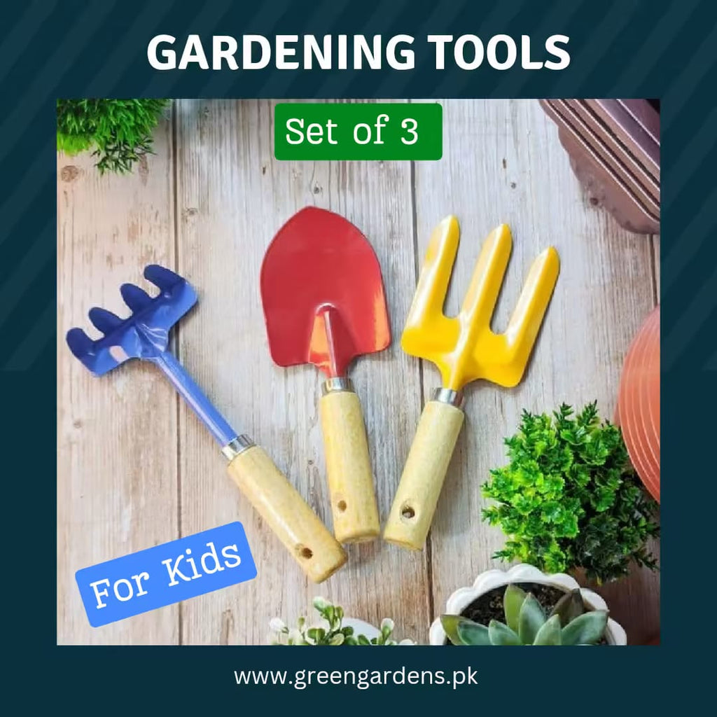 Gardening Tools Set (3 Pcs) for Kids ? Safe &amp; Durable Mini Shovel, Rake &amp; Spade for Outdoor Play, Learning &amp; Fun Gardening Activities
