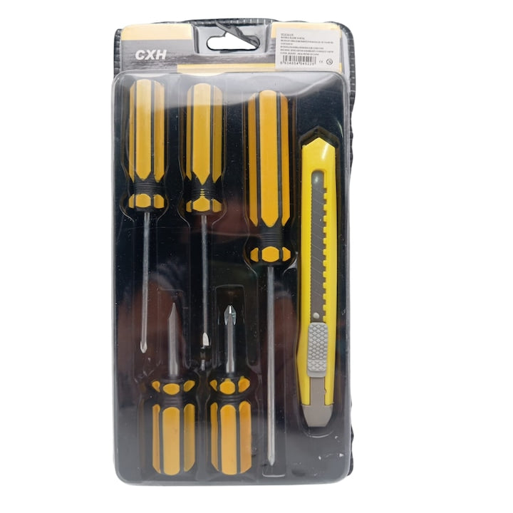 Set of 5 Screwdrivers &amp; 1 Cutter ? High Quality Hand Tool Kit with 2 Straight, 3 Cross Screwdrivers &amp; Sharp Cutter for Household and DIY Use