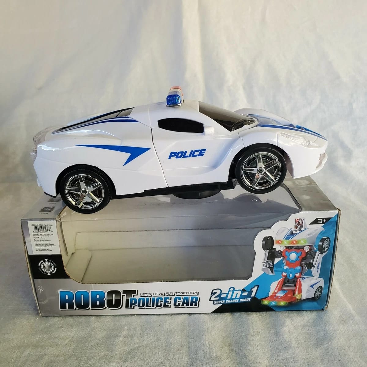 Robot Police Car Toy ? Transformer with Lights, Music, Automatic Rotation &amp; Bump-and-Go Movement, Brain Development &amp; Fun Play for Kids