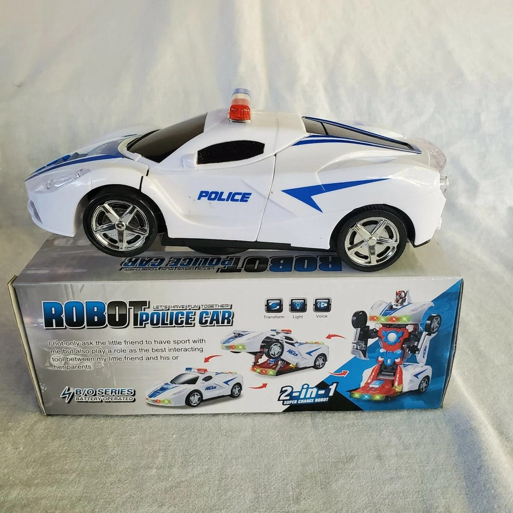 Robot Police Car Toy ? Transformer with Lights, Music, Automatic Rotation &amp; Bump-and-Go Movement, Brain Development &amp; Fun Play for Kids