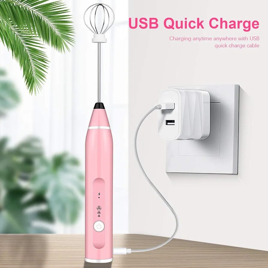 Rechargeable Handheld Milk Frother ? 3-Speed Electric Coffee Mixer for Latte, Cappuccino, Hot Chocolate &amp; Drinks (Random color)