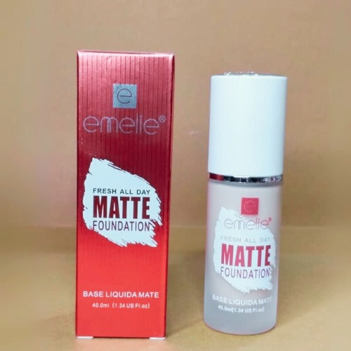 Emelie Liquid Matte Foundation ? Long-Lasting, SPF 25, 2-in-1 Coverage - Shade 1 40 ML