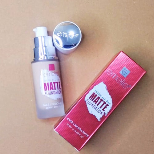 Emelie Liquid Matte Foundation ? Long-Lasting, SPF 25, 2-in-1 Coverage - Shade 1 40 ML