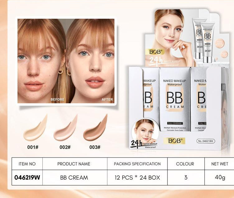 BOB Naked Makeup Waterproof Full Coverage BB Cream ? 40 Gram Pack, Original Long-Lasting Formula