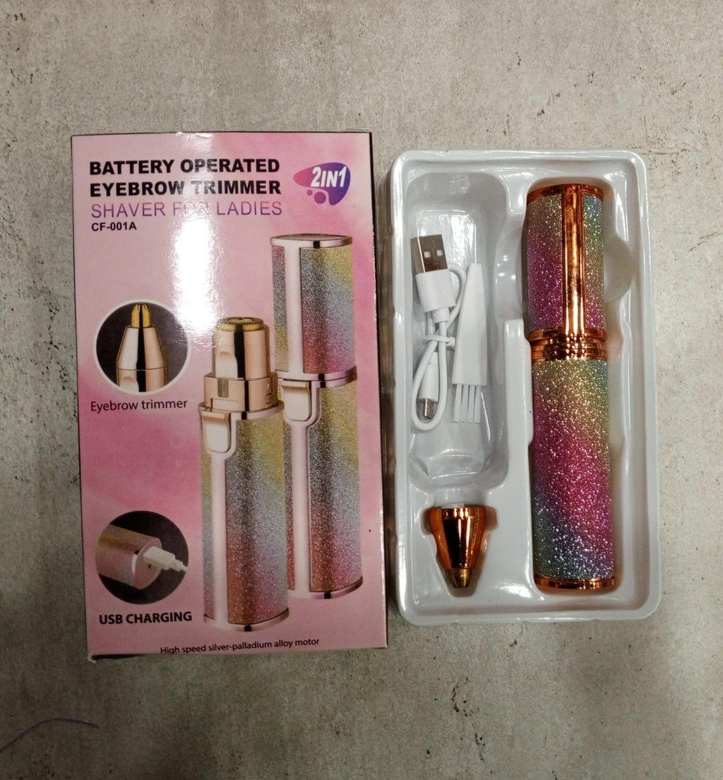 2 in 1 Electric Eyebrow Trimmer and Shaver, Flawless Hair Remover 2 in 1 Hair Remover Trimmer For Women, Flawless Facial Machine Razor, Painless Eyebrow Removal (Rechargeable)