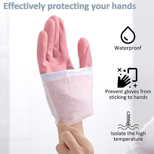 Long Reusable Dishwashing Gloves with Warm Fleece Lining ? Extra Long Waterproof Rubber Cleaning Gloves, Anti-Slip, Heat Resistant for Kitchen, Laundry, and Household Use (Random Color)