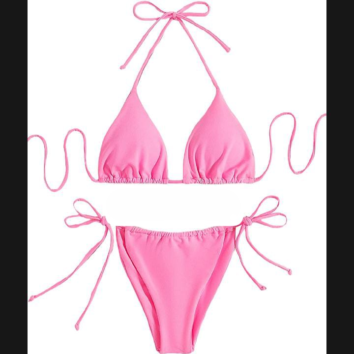 Women?s Bikini Set ? Halter Neck Triangle Top &amp; Adjustable Side-Tie Bottom | Stylish Swimwear for Beach &amp; Pool
