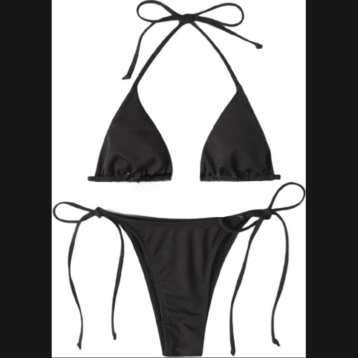 Women?s Bikini Set ? Halter Neck Triangle Top &amp; Adjustable Side-Tie Bottom | Stylish Swimwear for Beach &amp; Pool