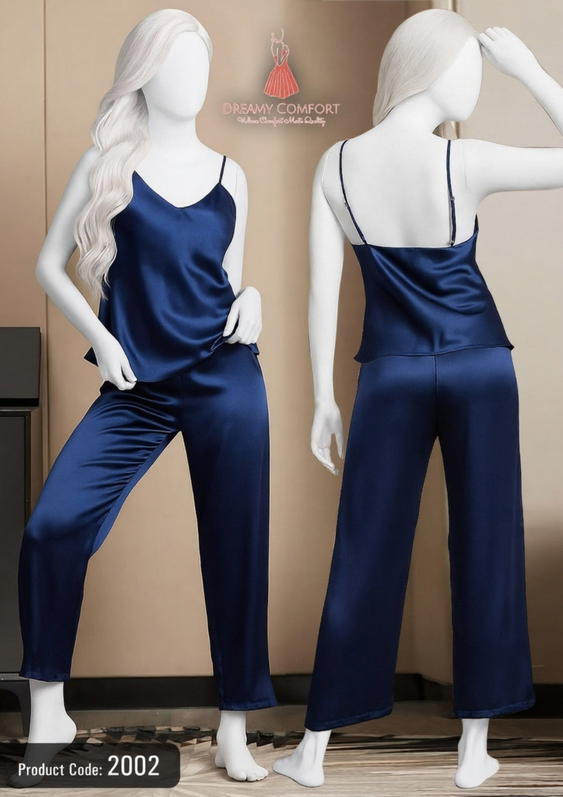 Satin Sleepwear Set ? Spaghetti Top &amp; Loose Trouser ? Free Size (2002)