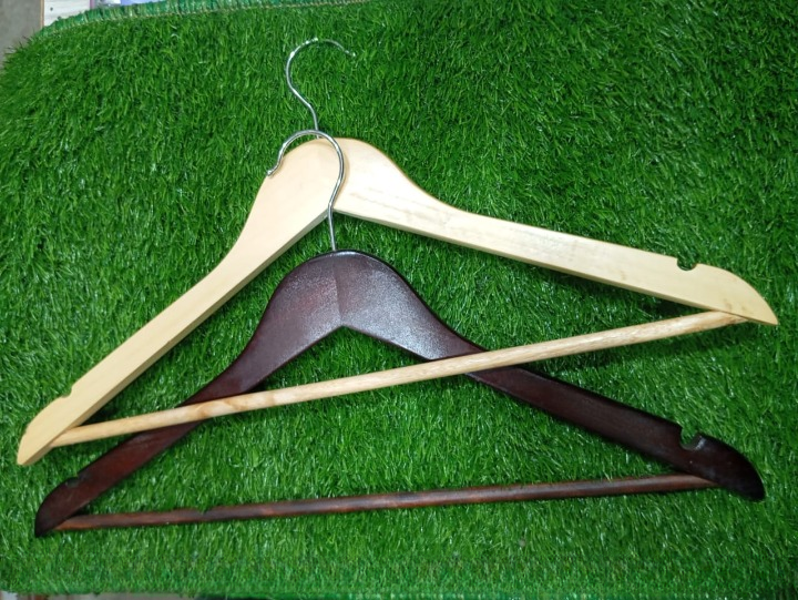 Premium Wooden Hangers ? Pack of 20 Durable Slim Hangers with Pants Bar ? Smooth Finish for Closet Organization (Brown &amp; Light Wood) (With Box)