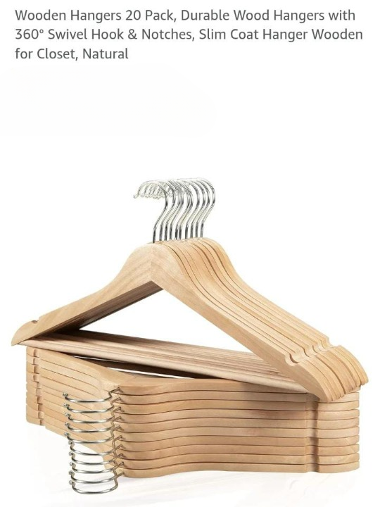 Premium Wooden Hangers ? Pack of 20 Durable Slim Hangers with Pants Bar ? Smooth Finish for Closet Organization (Brown &amp; Light Wood) (With Box)