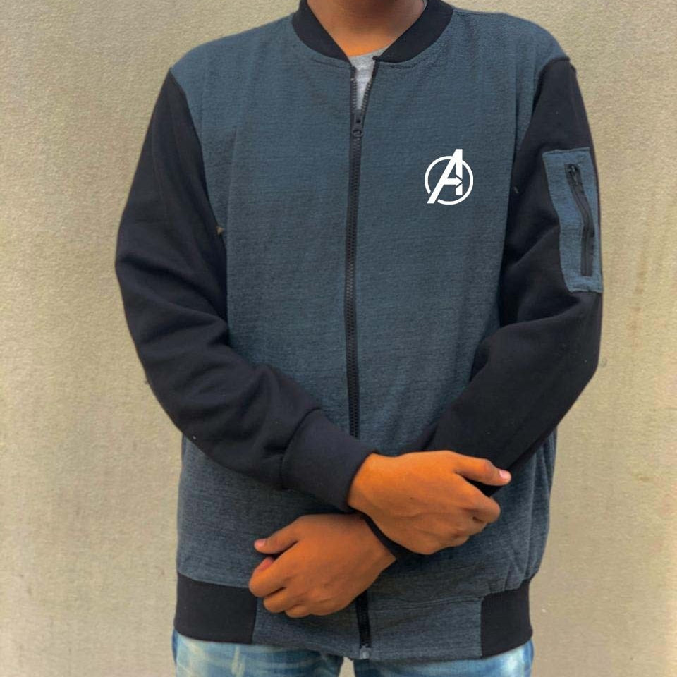 New Winter Collection Charcoal Grey Avenger Printed Zipper Jacket for Men &amp; Boys ? Premium French Fleece, Stylish, Comfortable &amp; Durable Winter Wear