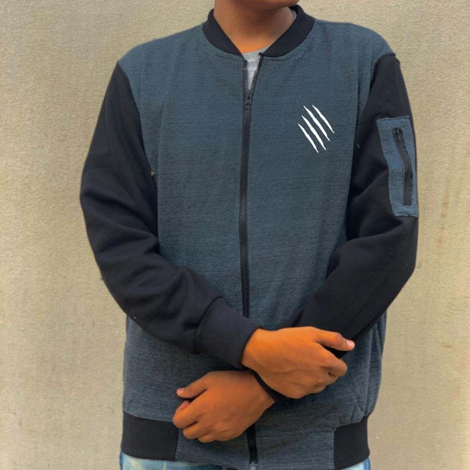 New Winter Collection Charcoal Grey Printed Zipper Jacket for Men &amp; Boys ? Premium French Fleece, Smart Fit, Stylish &amp; Comfortable Winter Wear