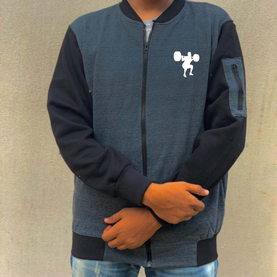 New Winter Collection Charcoal Grey Gym Printed Zipper Jacket for Men &amp; Boys ? French Fleece, Premium Quality, Stylish &amp; Comfortable Winter Wear