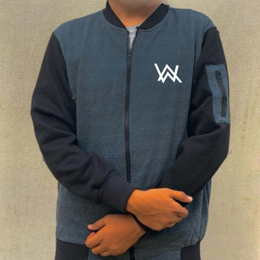 NEW Winter Collection Charcoal Grey WA Printed Zipper Jacket for Men &amp; Boys ? Premium Fleece Material, Stylish Bomber Design, Full Front Zipper Closure