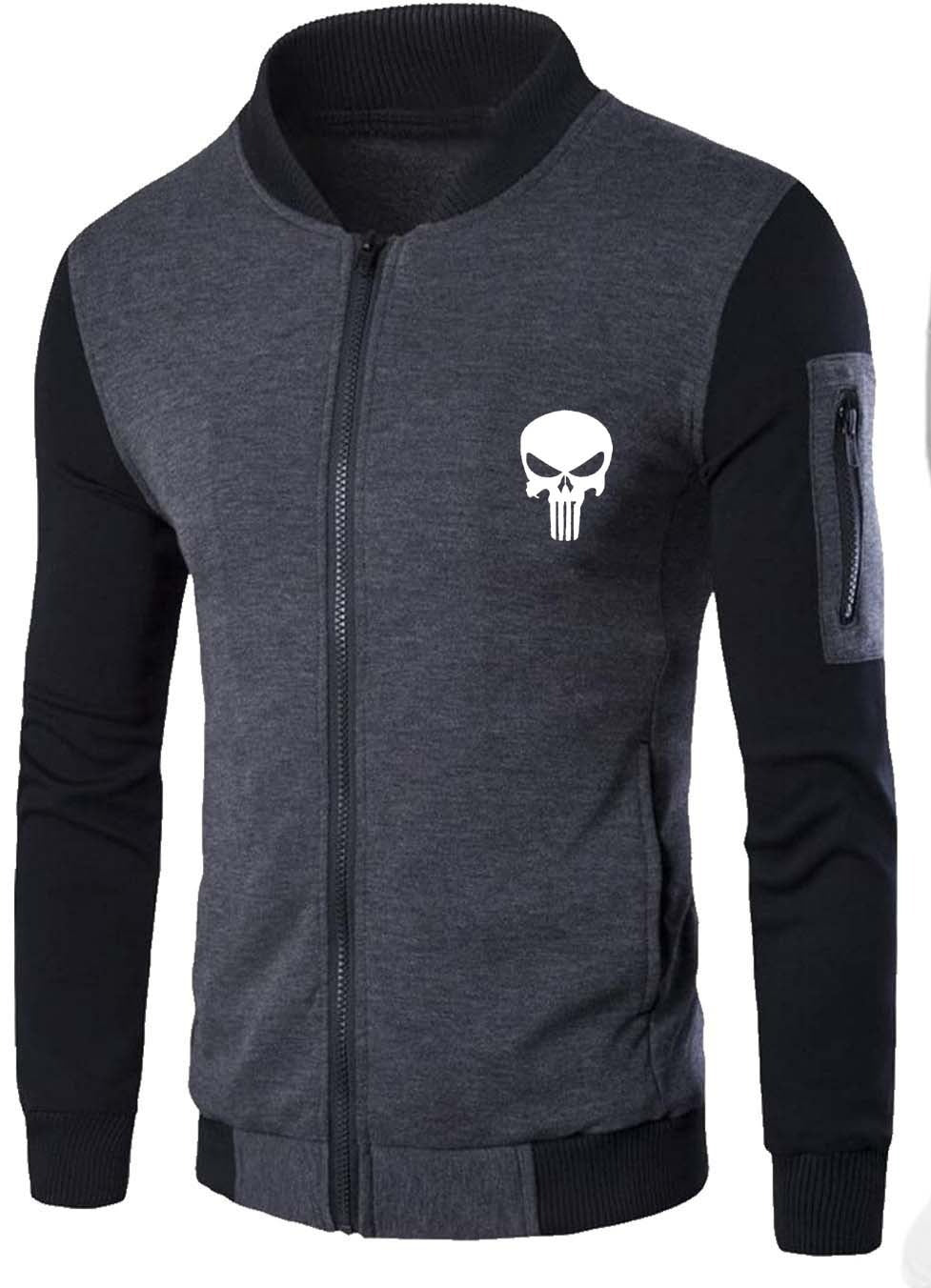 NEW Winter Collection Charcoal Grey WA Printed Zipper Jacket for Men &amp; Boys ? Premium Fleece Material, Stylish Bomber Design, Full Front Zipper Closure
