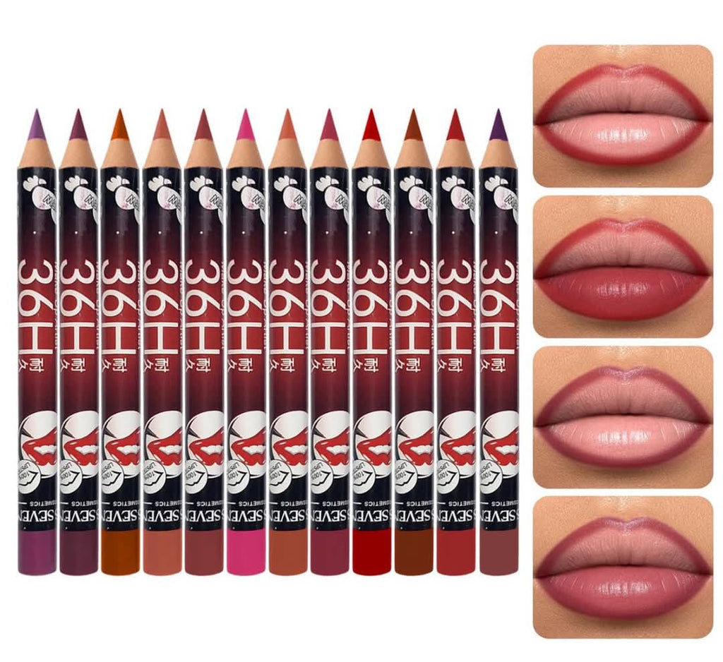 36H Jumbo Lip Liner Pencil Pack ? Long-Lasting Nude, Red &amp; Pink Shades for Smooth Lip Definition