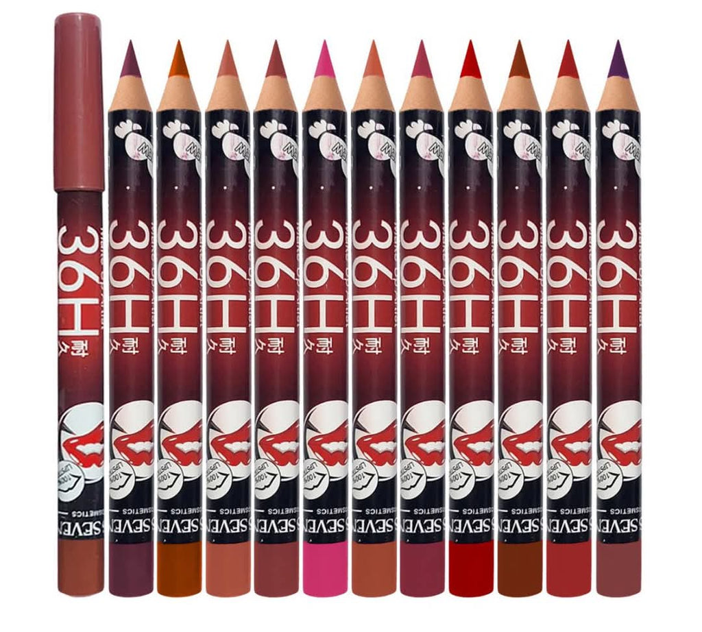 36H Jumbo Lip Liner Pencil Pack ? Long-Lasting Nude, Red &amp; Pink Shades for Smooth Lip Definition