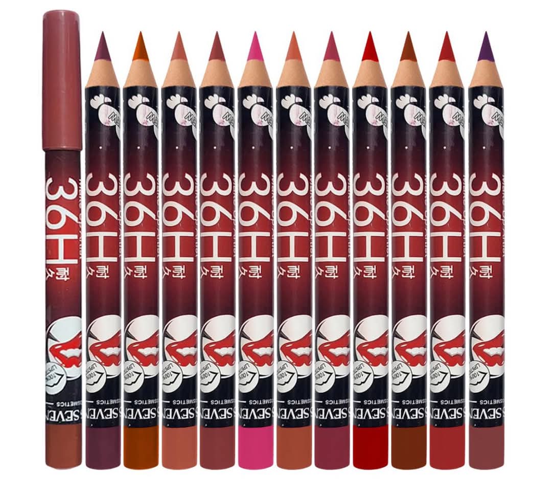 36H Jumbo Lip Liner Pencil Pack ? Long-Lasting Nude, Red &amp; Pink Shades for Smooth Lip Definition