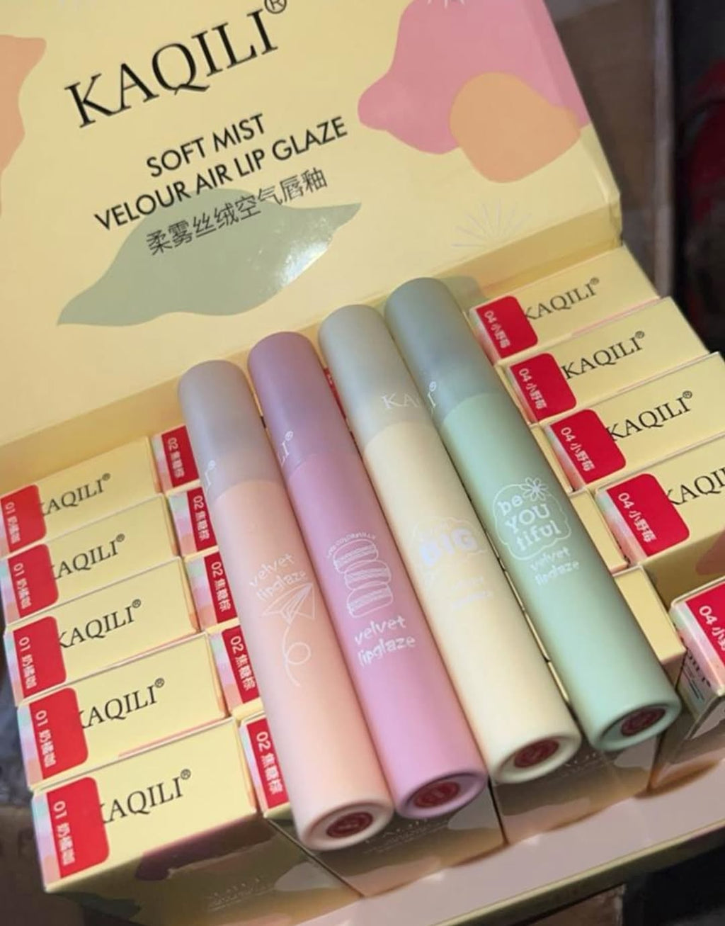 Kaqili Soft Mist Lipgloss ? Velour Air Lip Glaze, Lightweight Matte Finish, Long-Lasting Hydration &amp; Smooth Texture ? Shades 1, 2, 3, 4