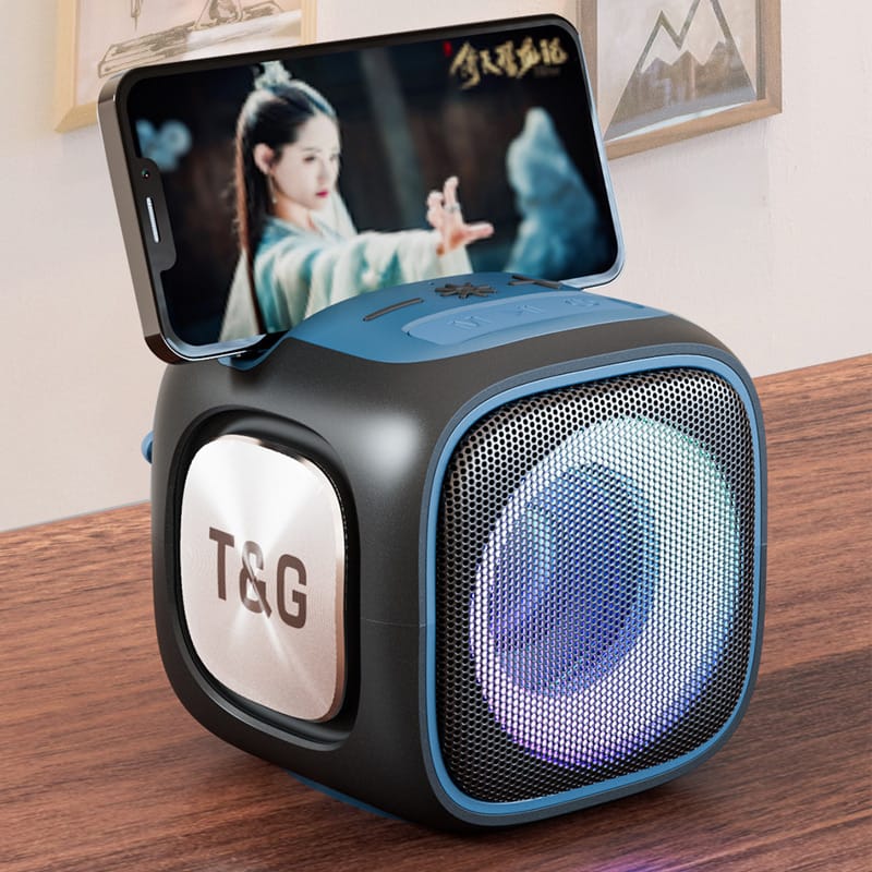 T&amp;G Portable Bluetooth Speaker with LED Lights, Phone Holder &amp; Powerful Bass ? Wireless, USB, TF Card &amp; AUX Support ? Model X-911