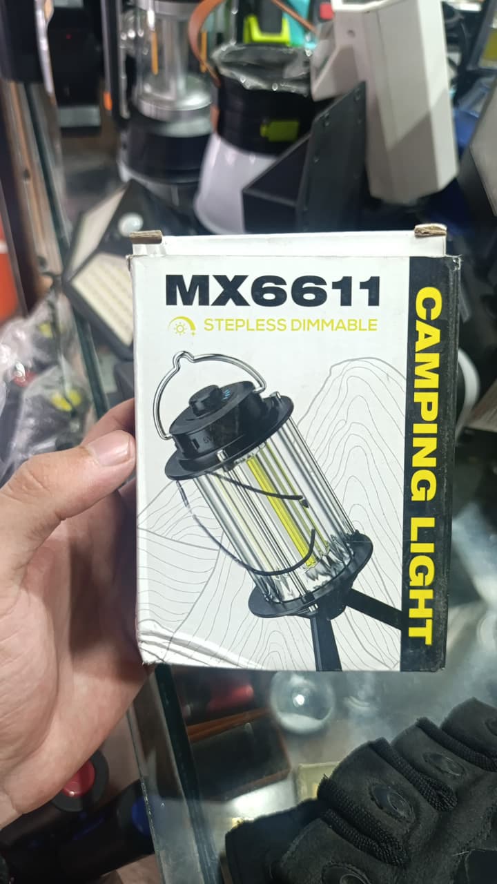 MX6611 Stepless Dimmable LED Camping Light ? Portable Rechargeable Outdoor Lantern with Tripod Stand