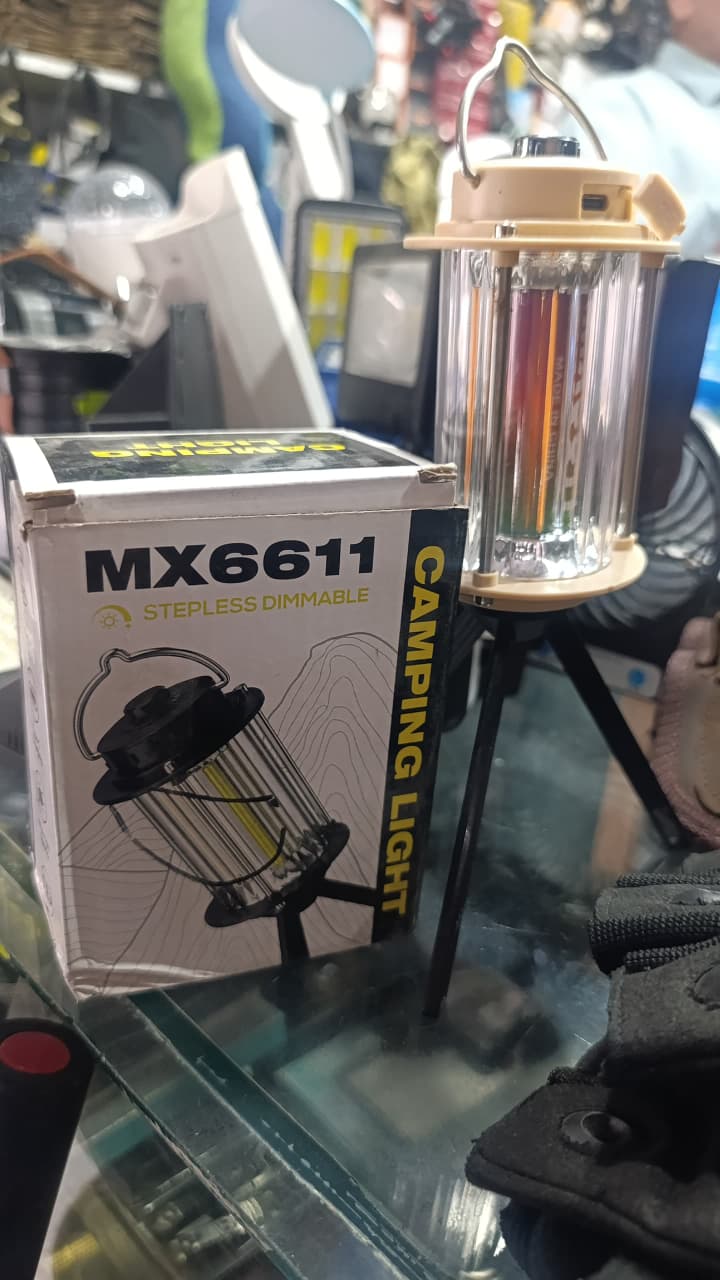 MX6611 Stepless Dimmable LED Camping Light ? Portable Rechargeable Outdoor Lantern with Tripod Stand