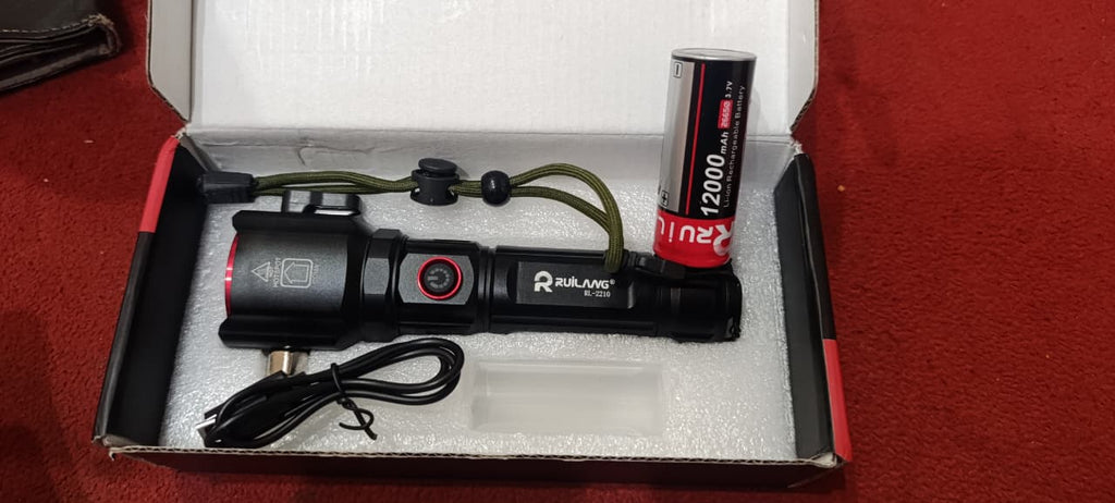 Rl-2210 Multifunctional Rechargeable LED Emergency Flashlight with Side Work Light &amp; USB Charging ? Ultra-Bright, Portable &amp; Durable Torch for Home, Car &amp; Outdoors