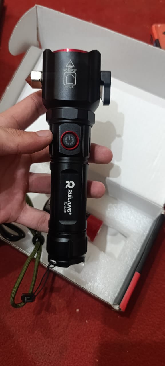Rl-2210 Multifunctional Rechargeable LED Emergency Flashlight with Side Work Light &amp; USB Charging ? Ultra-Bright, Portable &amp; Durable Torch for Home, Car &amp; Outdoors