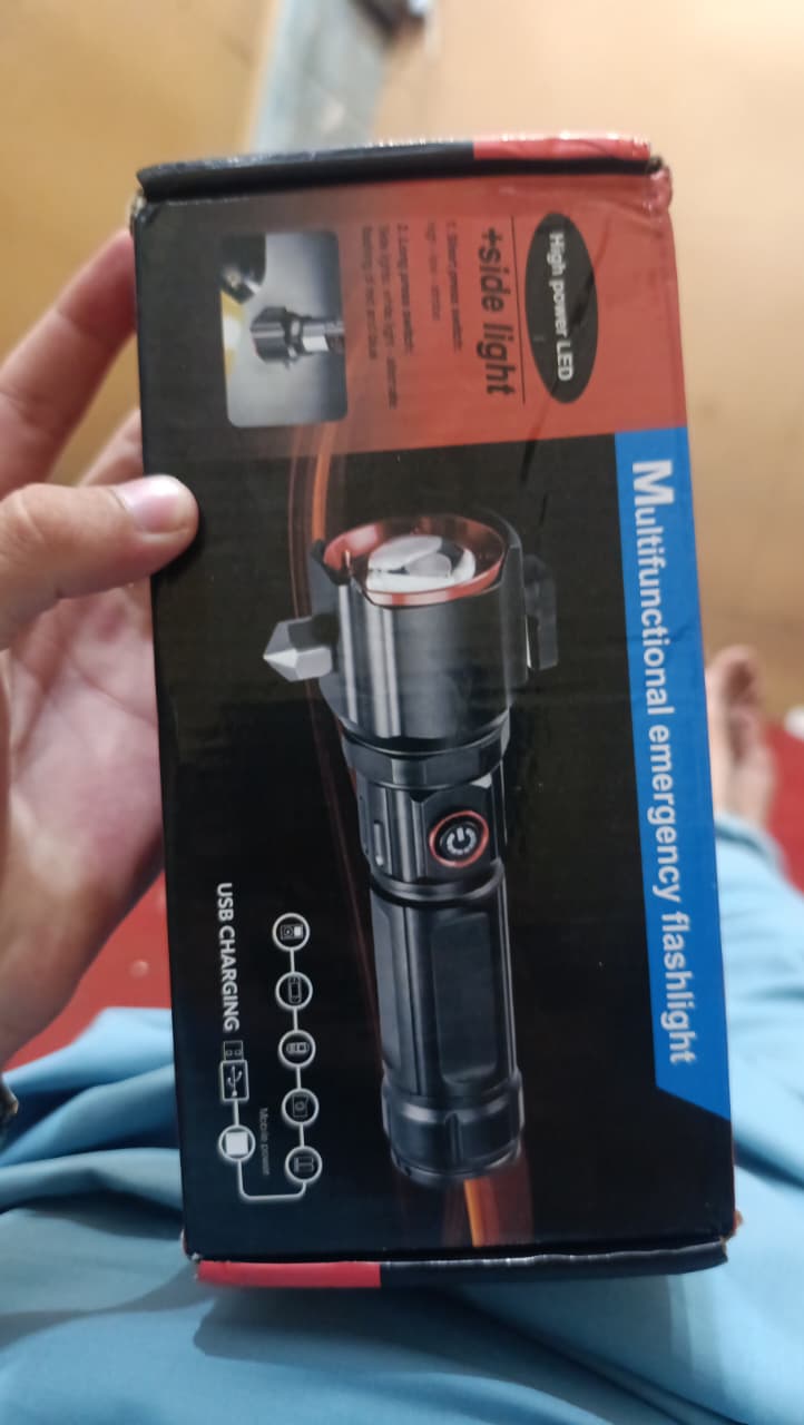 Rl-2210 Multifunctional Rechargeable LED Emergency Flashlight with Side Work Light &amp; USB Charging ? Ultra-Bright, Portable &amp; Durable Torch for Home, Car &amp; Outdoors