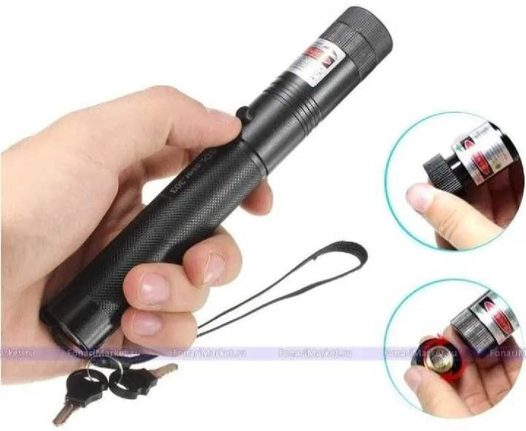 Laser 303 High Power Red Laser Pointer ? Long Range Beam with Key Lock, Rechargeable 18650 Battery &amp; Charger, Durable Aluminum Alloy Body