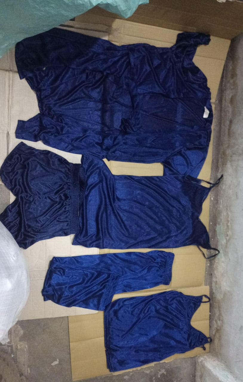 5-Piece Satin Sleepwear Set ? Robe, Camisole, Shorts, Pants &amp; Slip Dress (DC-5002)