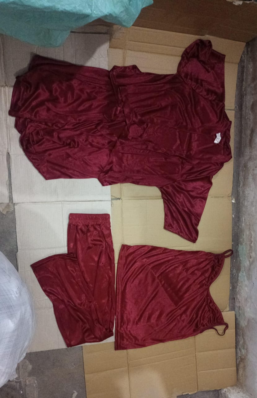 3-Piece Premium Satin Sleepwear Set for Women ? Camisole, Pants &amp; Robe | Nightwear &amp; Loungewear | Free Size (DC-3002)