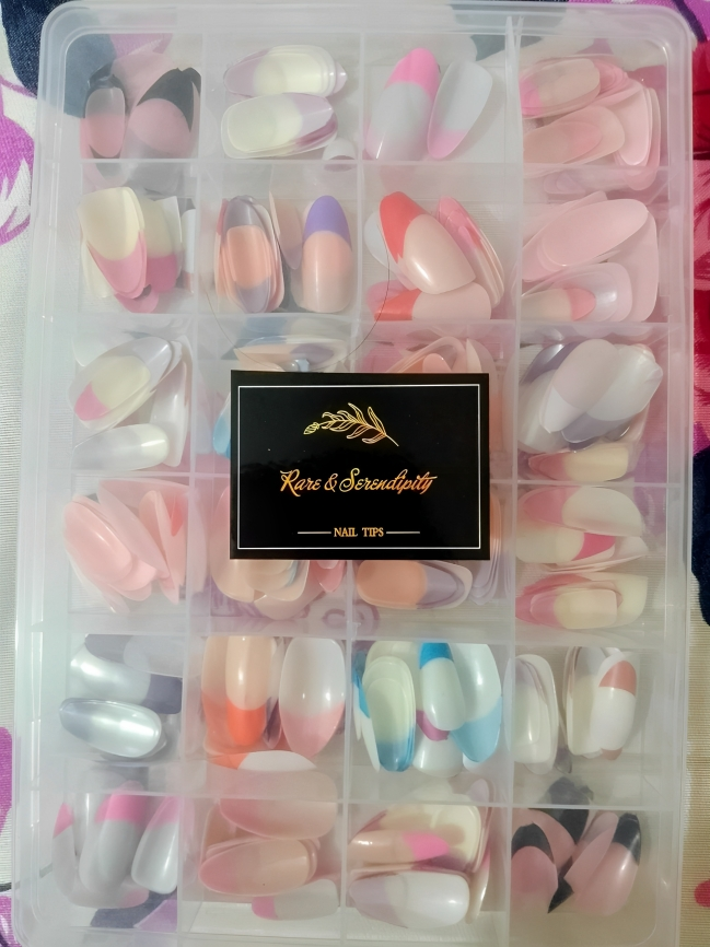 288 Pcs French Nails Set ? Multicolor ABS Plastic Nail Tips, Smooth &amp; Even Coverage, Durable, Easy-to-Apply, Perfect for DIY &amp; Professional Manicures