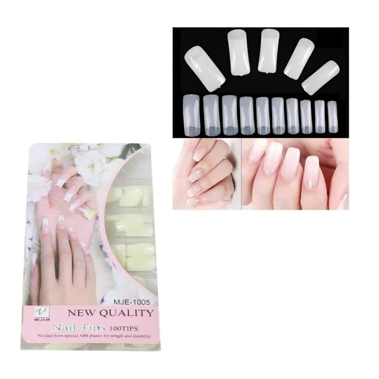 100 Pcs Fake Nails Set ? White ABS Plastic Nail Tips, Durable &amp; Easy-to-Apply, Smooth Finish for DIY Nail Art &amp; Professional Salon Manicure